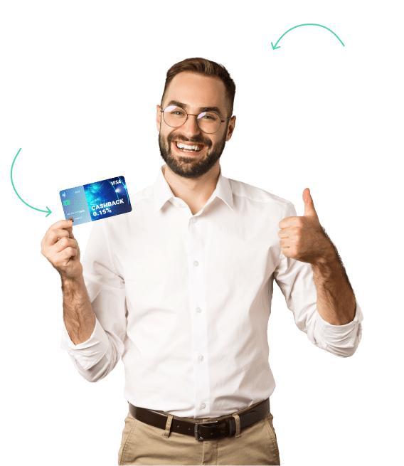 businessman holding cashback card
